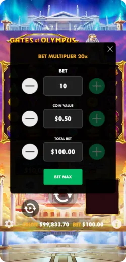 7Slots Gates of Olympus bet